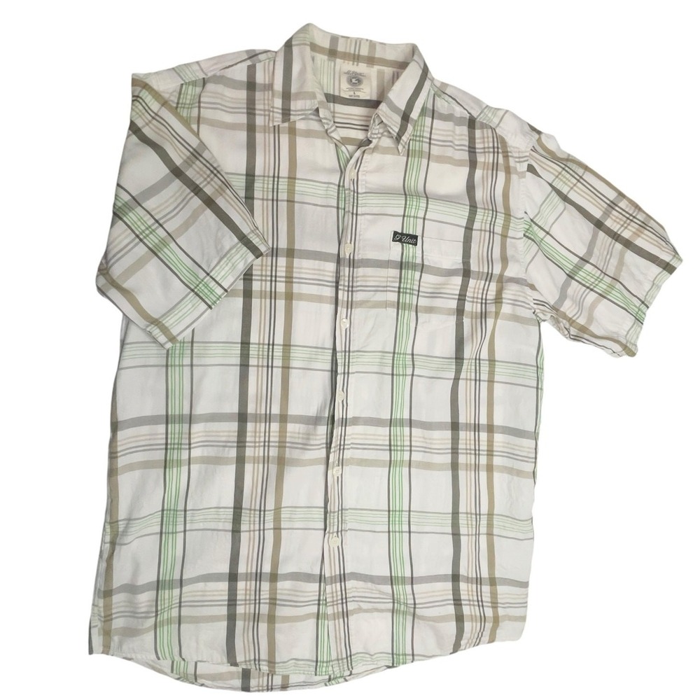 Y2K GUnit Heavyweight Men Large Button Down Shirt Cotton Plaid Short Sleeve
